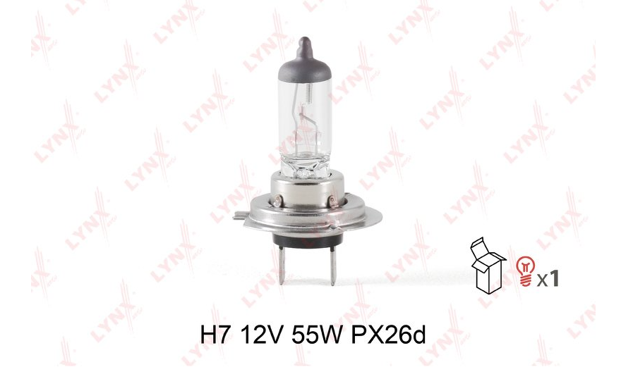 Лампа H7 12V 55W PX26D LYNXAUTO, L10755