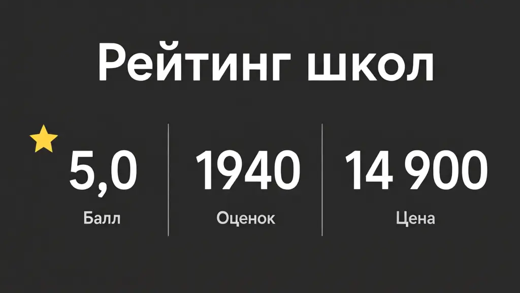Схема критерия рейтинга: средняя оценка школы на Яндекс Картах, число оценок и цена занятий