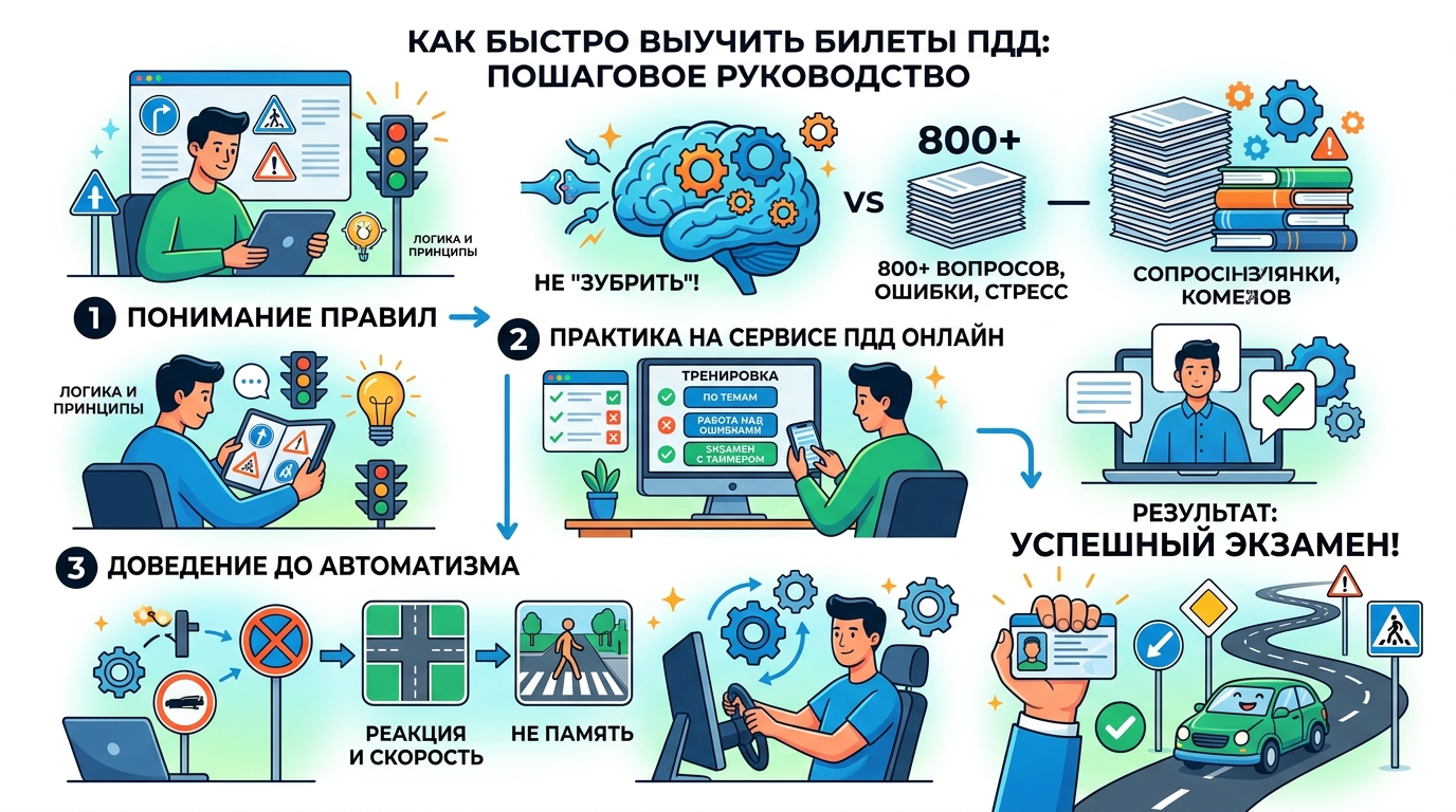 Как выучить билеты ПДД быстро